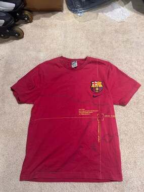 Vintage Nike 2009-2010 FC Barcelona Nou Camp Coordinates Graphic T-Shirt Medium